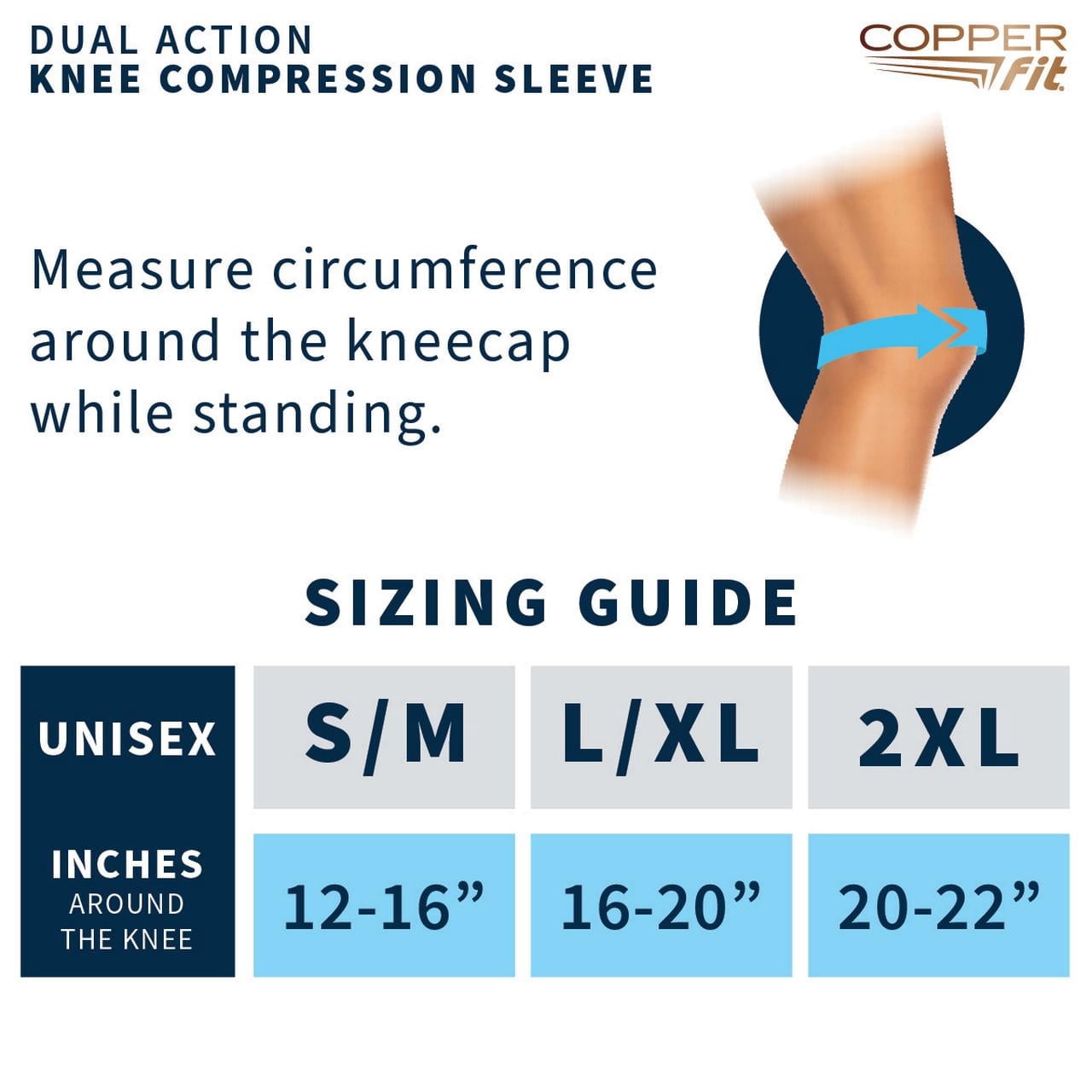 Copper Fit Dual Action Knee Support Compression Sleeve: Stability, Arthritis & Tendinitis (Black L/XL)