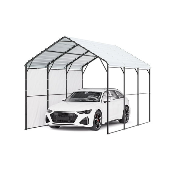 VEVOR Heavy Duty Metal Carport, 10' x 15' Outdoor Carport with Galvanized Steel Frame & Roof, Car Tent Garage Shade with Removable Sidewalls, Multi-Use Car Shelter for Pickup, Boat, Car & Tractors
