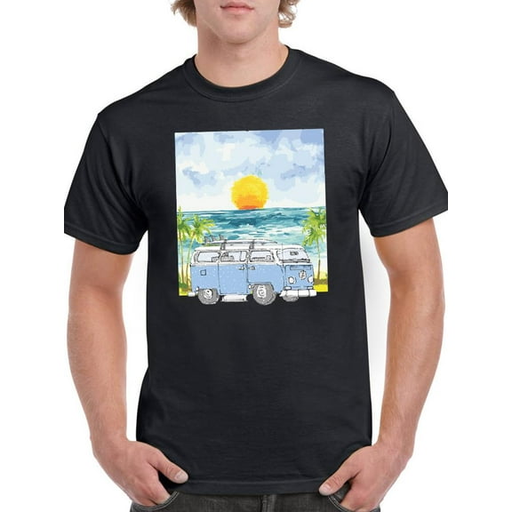 A Van In The Beach T-Shirt Men -Smartprints Designs, Male Large