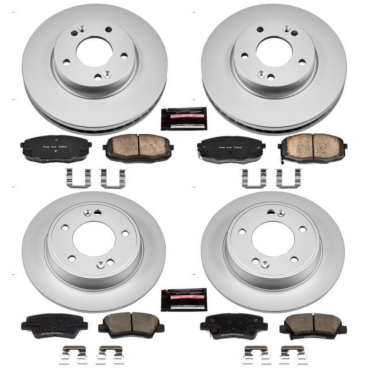 PowerStop Front and Rear Geomet Coated Brake Rotor and Pad Kit Fits: KIA Select Models CRK6945