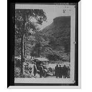 Historic Framed Print, [Tourists gazing at Old Man of the Mountain, White Mountains, N.H.], 17-7/8" x 21-7/8"