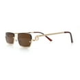 thumbnail image 6 of Luxury Bottom Half Rim Metal Frame Rectangle Fashion Sunglasses Gold - Dark Brown, 6 of 8