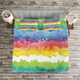 thumbnail image 3 of Ambesonne Cartoon Quilted Bedspread Set 3 Pcs, Brushstrokes Watercolors, King Size, Multicolor, 3 of 3