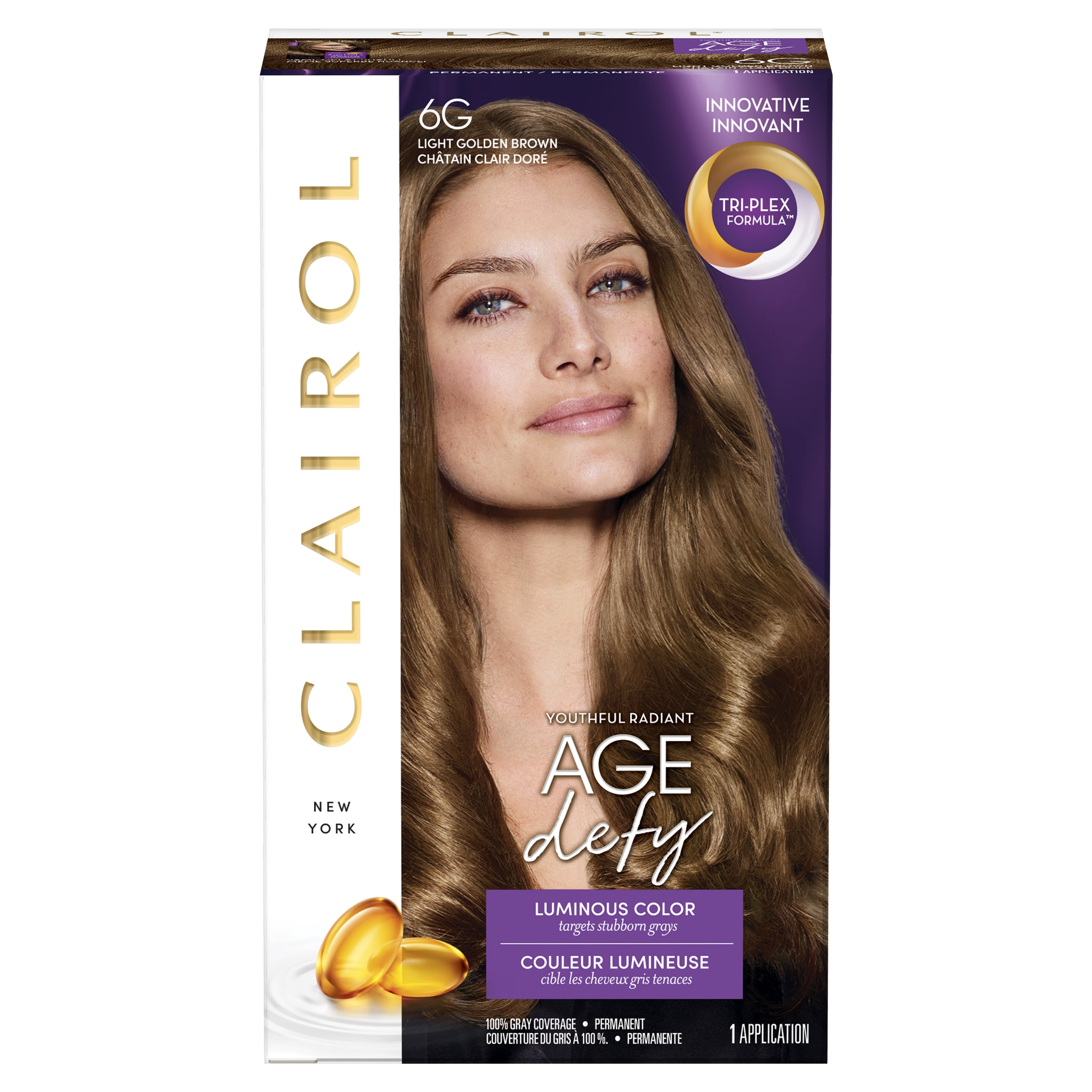 Clairol Age Defying Permanent Hair Dye Creme Tri Plex Formula Hair Color 6g Light Golden Brown