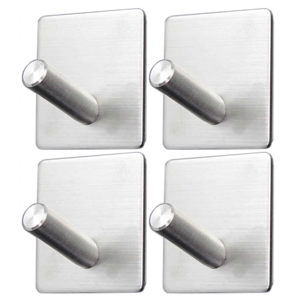 4pcs Adhesive Wall Hooks Heavy Duty Command Hooks with Stainless Steel