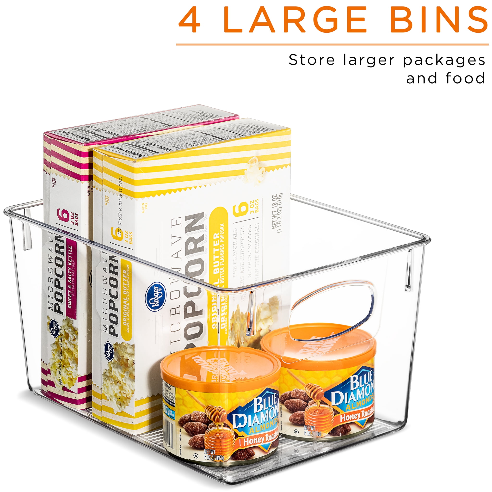 Sorbus 10-Piece Clear Open Storage Bins Set - Stackable Fridge & Pantry Organizers