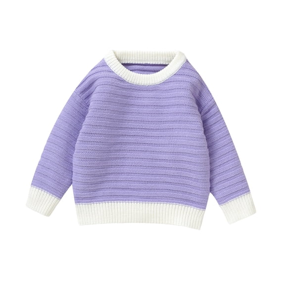 LYHaoo Girls Knit Cardigan Sweater Kids Sweater For Toddler Baby Boys Girls Knit Crewneck Sweater Kids Pullover Sweater Shirt Winter Warm Coat 12-18 Months(Purple)