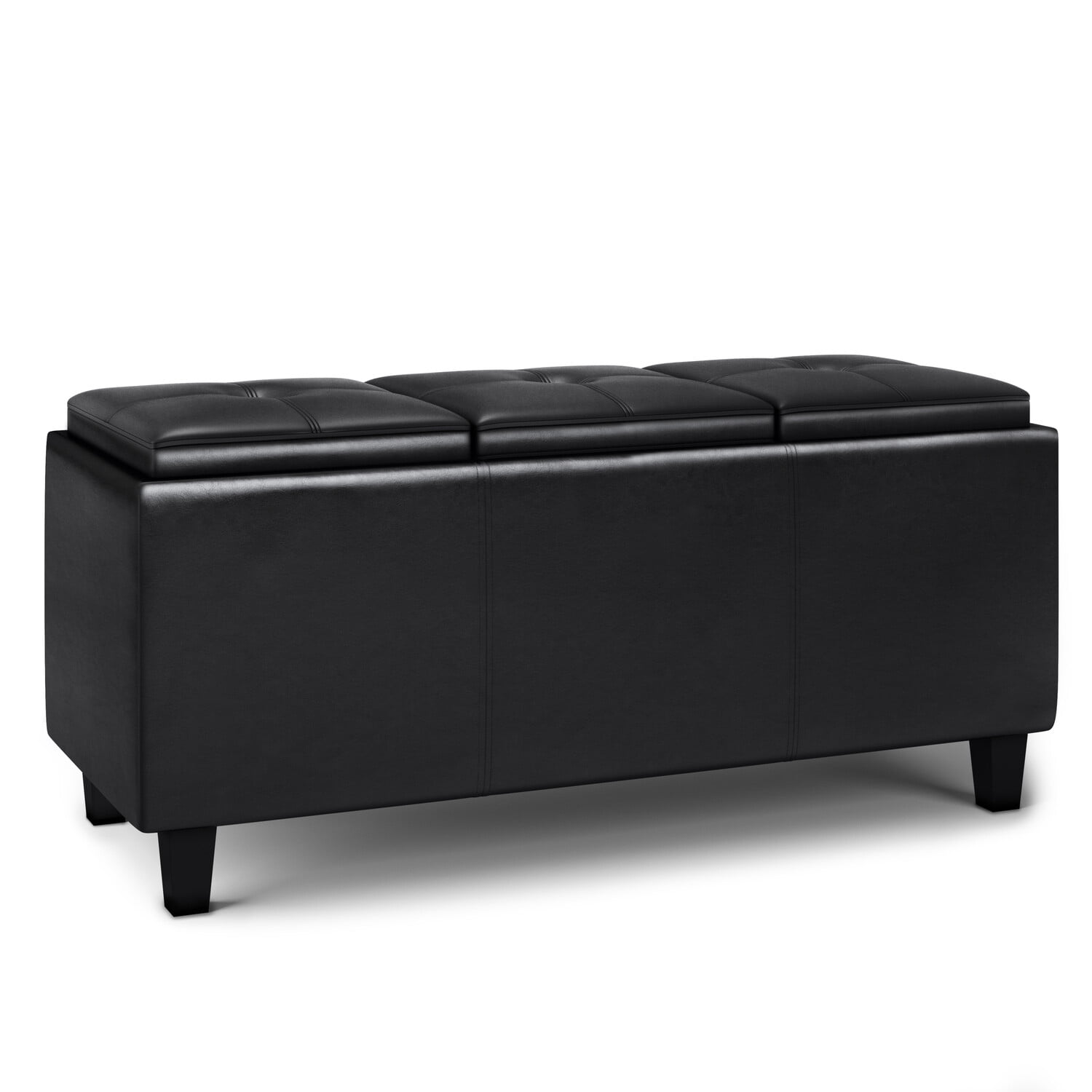 Avalon 42 in Wide Rectangle Tray Storage Ottoman with Lift Up Lids