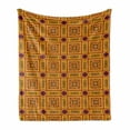 thumbnail image 1 of Rhombus Print Soft Flannel Fleece Blanket, Aztec Inspired Layout with Zigzags and Hip Details Bohemian Print, Cozy Plush for Indoor and Outdoor Use, 60" x 80", Orange and Multicolor, by Ambesonne, 1 of 6