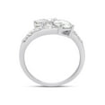thumbnail image 4 of 2 Carat Center 6MM Round Cut Lab Created Moissanite Diamond Two Stone Bypass Engagement Ring In 10K Solid White Gold Jewelry For Women (G-H Color, VVS1 Clarity, 2 Cttw)-9, 4 of 7