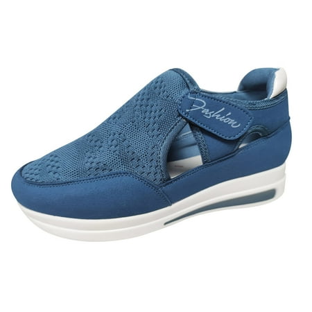 

TOYFUNNY Flat Heel Mesh Breathable Velcro Comfortable Large Size Womens Casual Shoes