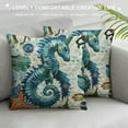 thumbnail image 3 of Creowell Ocean Theme Decorative Throw Pillow Cover ,  Seahorse Throw Pillows Mediterranean Ocean Coastal Beach Outdoor Pillow Cushion Cases for Patio Couch Sofa Bed Decor, 3 of 5
