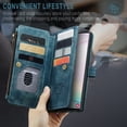 thumbnail image 6 of Wallet Case Compatible with Samsung Galaxy Note 10 Plus, Multifunctional Magnetic Closure Folio Case, [RFID Blocking] Durable PU Leather Flip Lanyard Strap Wristlet Zipper Card Holder Case, Blue, 6 of 10