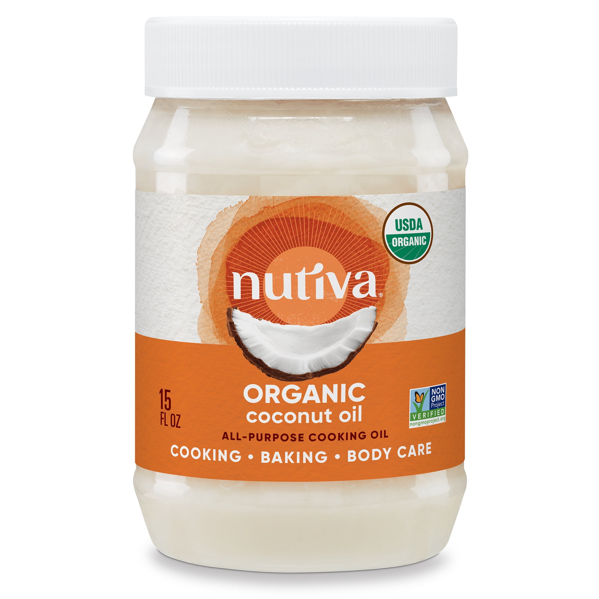 Nutiva Organic, Steam Refined Coconut Oil from non-GMO, Sustainably Farmed Coconuts, 15 Fluid Ounces