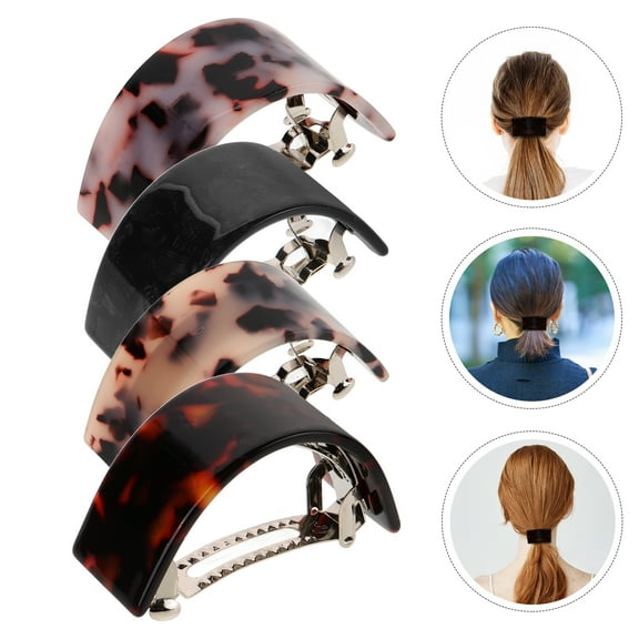 4 Pcs French Barrettes Hair Clips Semi Circle Ponytail Holder Spring Hair Clamp for Fine and Thick Hair Styling