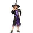 thumbnail image 2 of Disfraz de bruja EastVite para niñas, traje de fiesta de Halloween, conjunto cosplay con sombrero, disfraz de cuento de hadas para niñas, 2 of 7