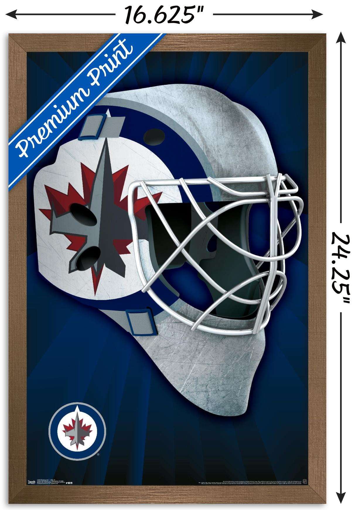 NHL Winnipeg Jets - Mask 16 Wall Poster, 14.725" x 22.375", Framed