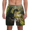 thumbnail image 2 of Picia Deep Forest Stone Green Dragon pattern Mens Swim Trunks with Compression Liner Stretch Beach Shorts Quick Dry with Zipper Pockets No-Chafing Board Shorts-XX-Large, 2 of 9
