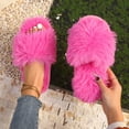thumbnail image 6 of Fnooota Womens Slide Slippers, Non Slip Comfort Indoor Open Toe Fuzzy Slippers Bedroom Shoes Hot Pink Size 6.5-7, 6 of 7