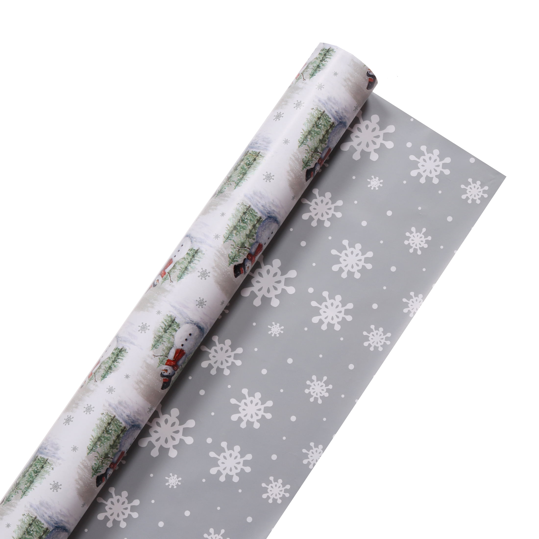 Holiday Time White and Reversible Christmas Wrapping Paper