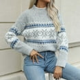 thumbnail image 5 of Lightweight Sweaters for Women Snowflake Fashion Fair Isle High Neck Christmas Sweater Loose Comfortable Fall Winter Long Sleeve Pullovers Top Multicolor, 5 of 9