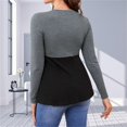 thumbnail image 4 of Dxzfnsa Women’s Maternity Shirts Casual Lightweight Long Sleeve Tops Round Neck Patchwork Breastfeeding Shirts Womens Fashion Solid Color Pregnancy Clothes, 4 of 5