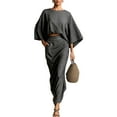 thumbnail image 3 of Stichou Womens 2026 Summer Spring 2 Piece Outfits Elegant Batwing Sleeve Crop Top with Bodycon Long Skirt Sets for Party Casual Gray L, 3 of 5
