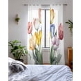 thumbnail image 3 of Colorful Tulips Floral Sheer Curtains 63 Inch Length 2 Panels Set for Living Room/Bedroom, Modern Art Watercolor Farmhouse Kitchen Curtains Grommet Semi-Sheer Curtains Window Treatments 42"x63"x2, 3 of 7
