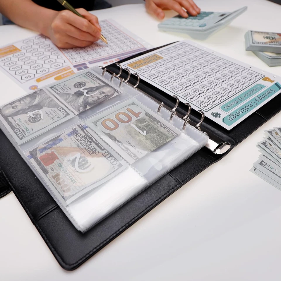 100 Envelopes Money Saving Challenge Binder, A5 Money Saving Challenges Book, Sa