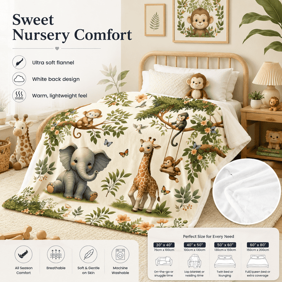 Digital Animal Print Fleece Blanket, Super Soft Fluffy Flannel Throw for Couch, Bedroom and Travel,Gift for Friends Family, 30x40in