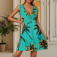 thumbnail image 4 of WTOBBY Women's Casual V-Neck Sleeveless Summer Dress with Hawaiian Print and Pleated Hem, Flowy Design for Outdoor Activities, Perfect for Holiday and Vacation Style,Turquoise S, 4 of 4