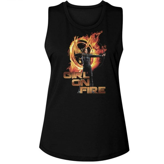 Hunger Games Girl On Fire Black Women's Muscle Tank Top T-Shirt