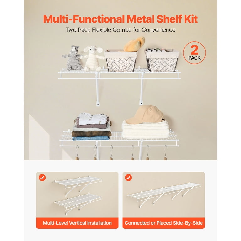 KFFKFF Wire Shelf Kit, 3 Ft Set of 2 Metal Shelves photo 2