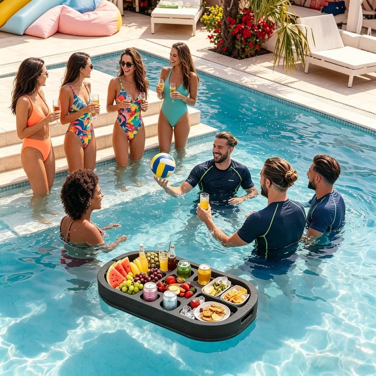 Floating Drink Holder for Pool, Large Foam Refreshment Table Tray