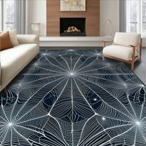 Flatwoven High Traffic Area Rug, Ghostly Spiderweb Spooky Halloween, Non Slip, Stain Resistant, Washable Area Rugs for Living Room, Bedroom(Black, 4X6)