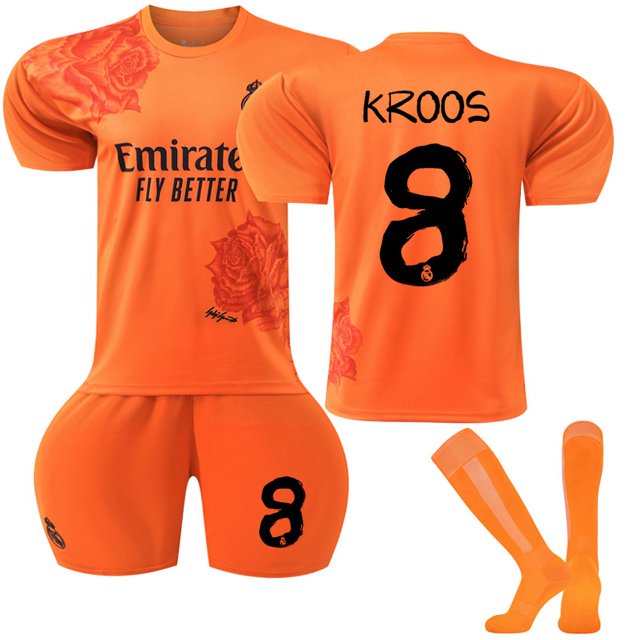Boys Girls MBAPPE 10# VINI JR.7# KROOS 8# RODRYGO 11# Kids Football Jersey Suit