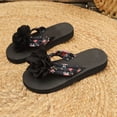 thumbnail image 6 of Women's Flower Appliques Flip Flops Boho Open Toe On Flat Sandals Beach Vacation Slippers, 6 of 9