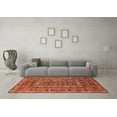 thumbnail image 3 of Ahgly Company Machine Washable Indoor Round Oriental Orange Industrial Area Rugs, 4' Round, 3 of 4