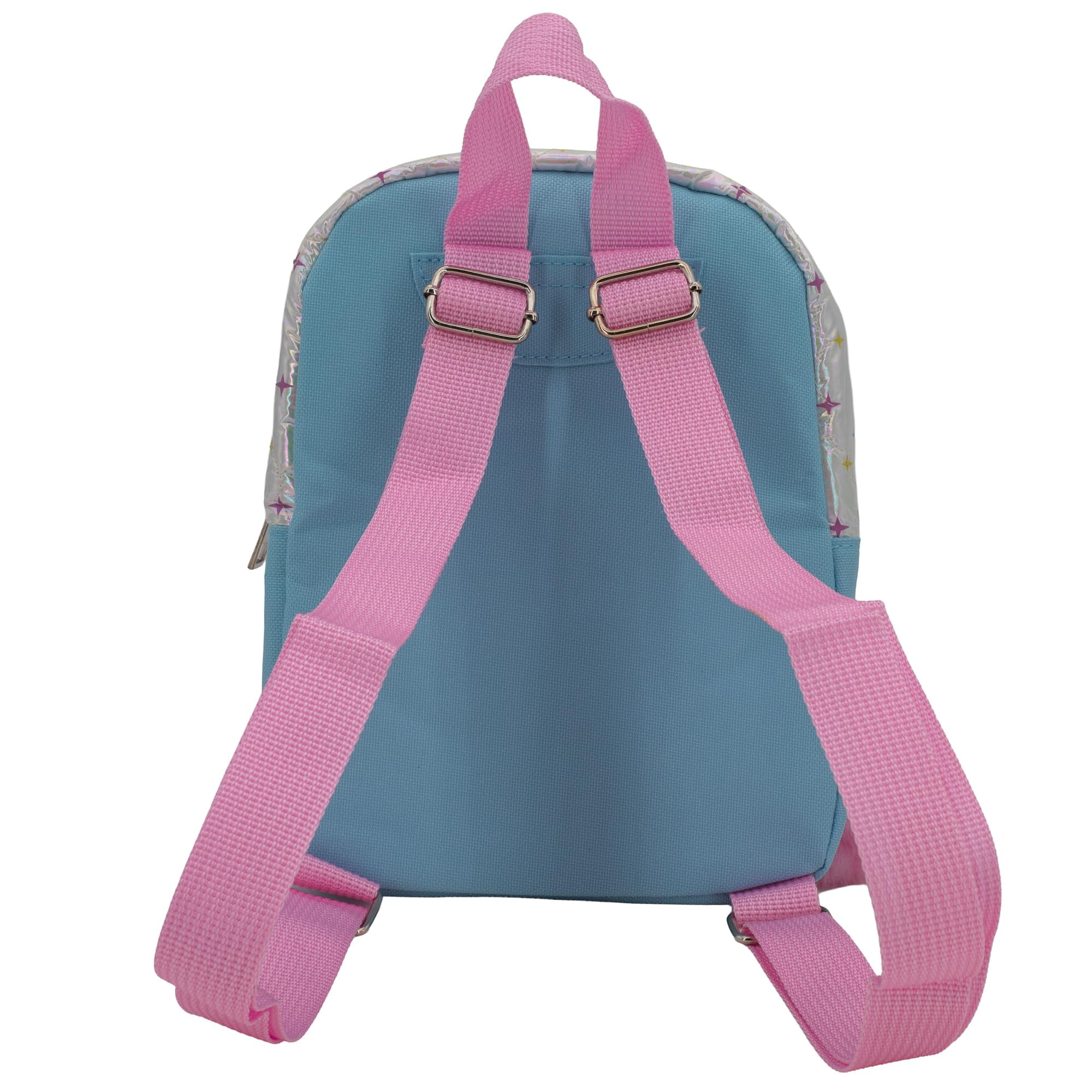 Hello Kitty & Friends 9” Micro Mini Backpack Purse Featuring Sanrio Character Patches, Quilting & Pompom Dangle, Iridescent