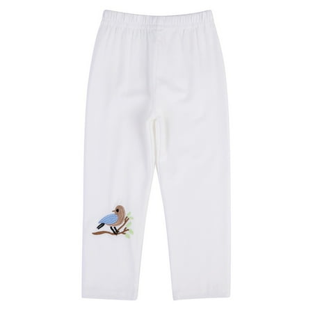 

SUPERHOMUSE Autunm Korean Version Children Baby Girls Leggings Embroidered Bird Girls Long Pants