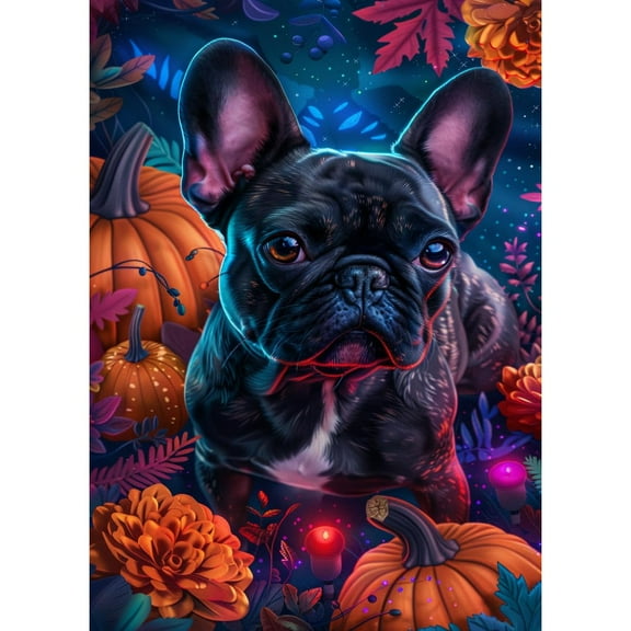 5D Diamond Art French Bulldog in Halloween Pumpkins DIY Paint with Full Drill Round Diamond Gems Painting by Number Kits for Adults Art Craft Home Wall Decor 11.8x15.8in(2)