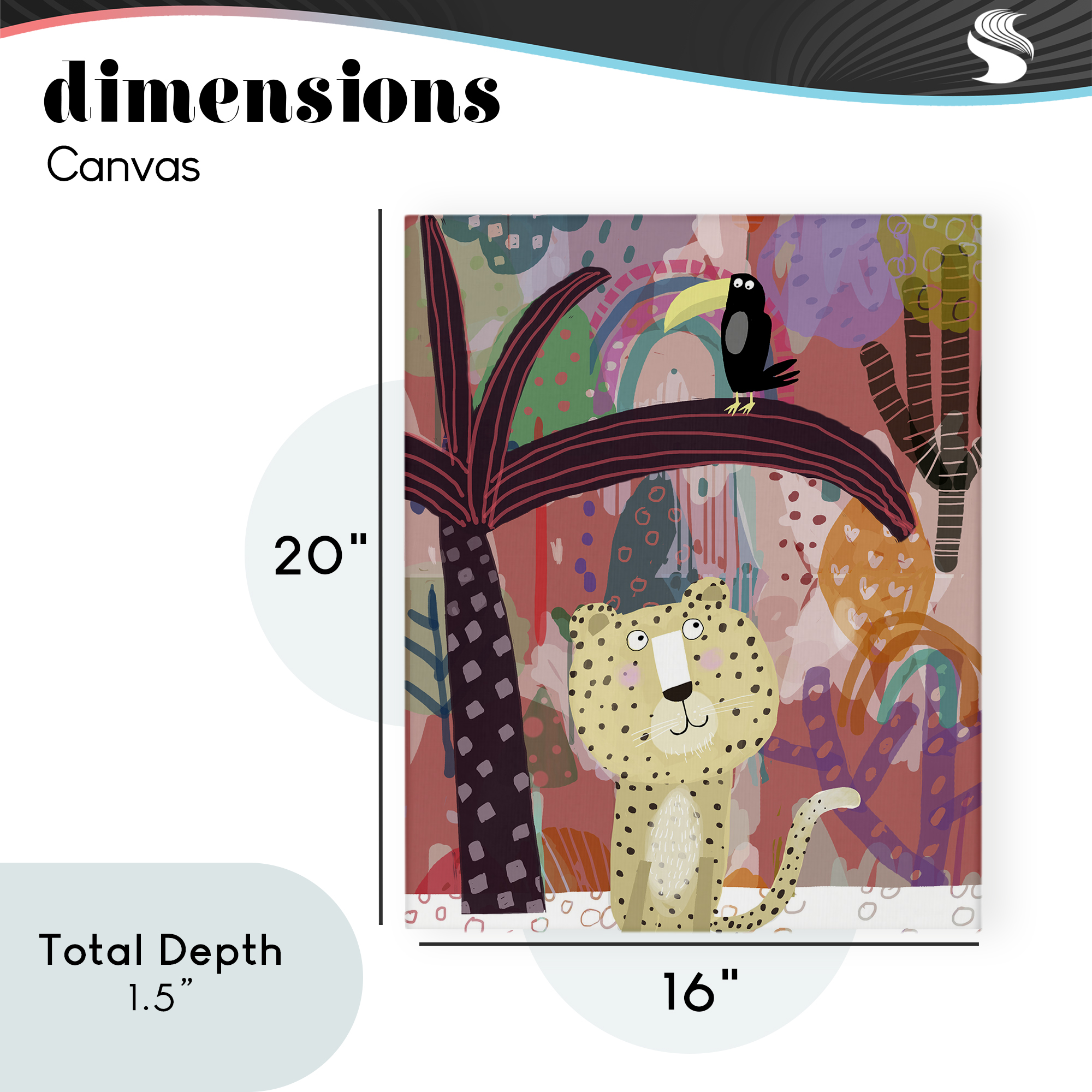 Whimsical Cheetah & Toucan Canvas Wall Art, design by Carla Daly