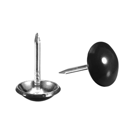 Uxcell 40Pack 11mmx17mm Round Head Decorative Upholstery Tacks Furniture Nails, Bright Black