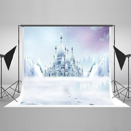 Image of GreenDecor 5x7ft Winter Photography Backdrops Snow Castle Photo background