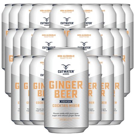Cutwater Non-Alcoholic Ginger Beer 24 Pack - 12oz Cans - 110 Calories Fat-Free - Soda Mixer for Moscow Mule, Dark n Stormy