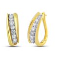 thumbnail image 2 of Jewelili 10K Yellow Gold with 1 Cttw Natural White Round Diamond Hoop Earrings, 2 of 5