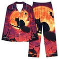 thumbnail image 2 of Ruimatai Women's Halloween Print Pajama Set with Pockets, Soft Comfy Long Sleeve Sleepwear, Floral Casual Loungewear, Black Cotton, 2 of 6