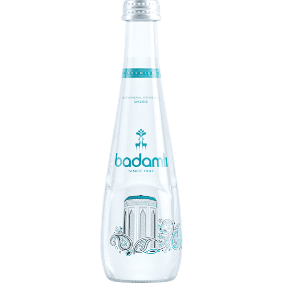 BADAMLI Premium Naturally Sparkling Mineral Water | pH 7.5, 11.2 fl oz | Ideal Mineral Composition | Pack of 15 | Glass Bottle