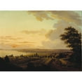 thumbnail image 2 of Christian Heinrich Grosch 14x11 Black Ornate Wood Framed Double Matted Museum Art Print Titled: Zealand Landscape, Evening (1810), 2 of 5