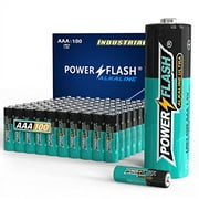 POWER FLASH AAA Batteries, 100 Count Maximum Power Ultra Long-Lasting Alkaline Triple A Battery, Leakproof Design, 10 Years Shelf Life